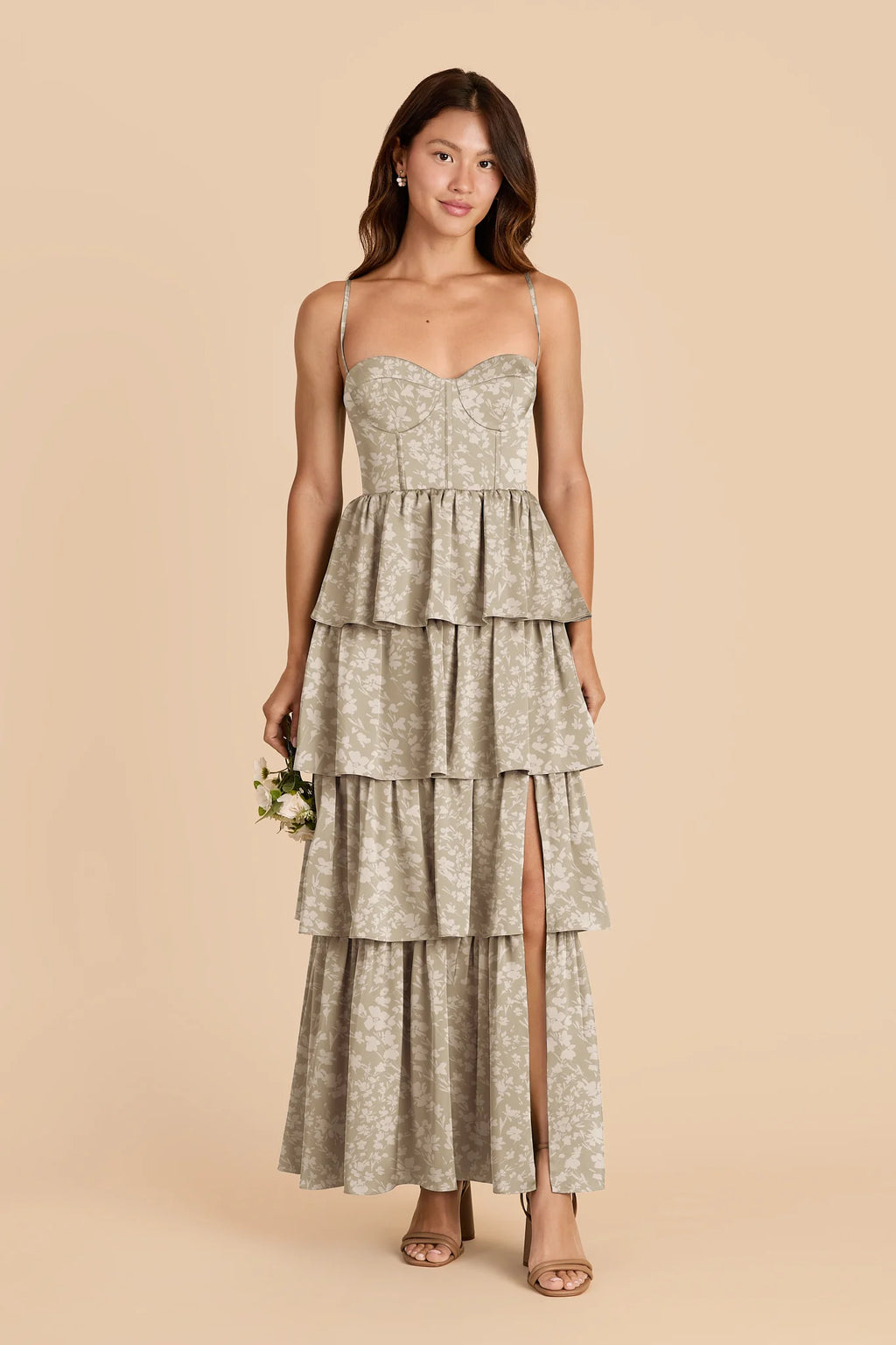 Calista Moss Green Dreamy Floral front view bridesmaid dress