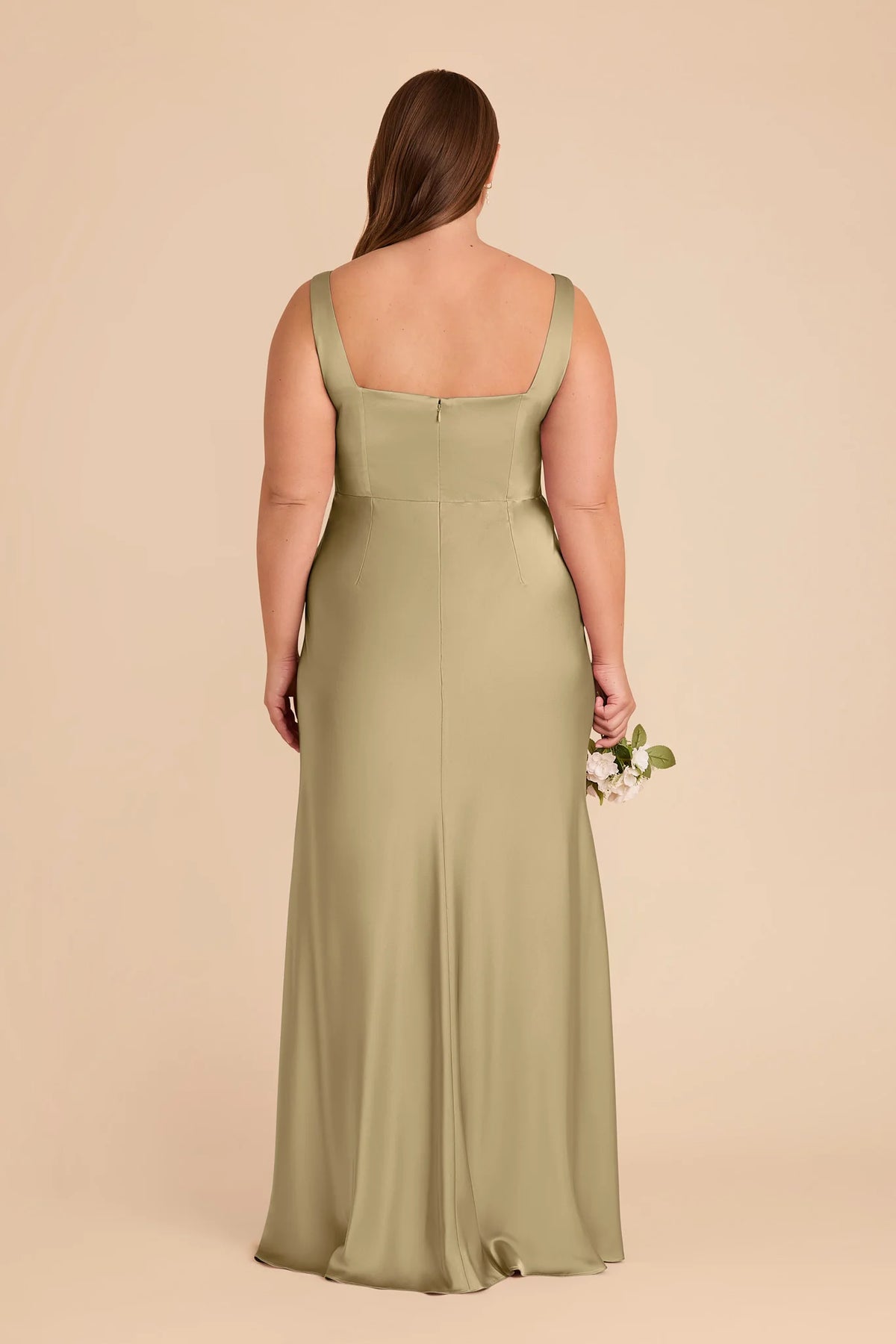 Elowen Moss Green back view bridesmaid dress