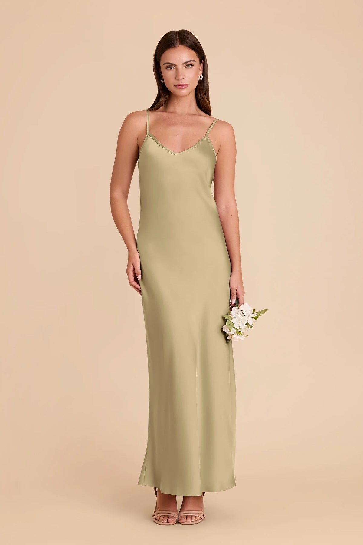 Amara Moss Green front view bridesmaid dress