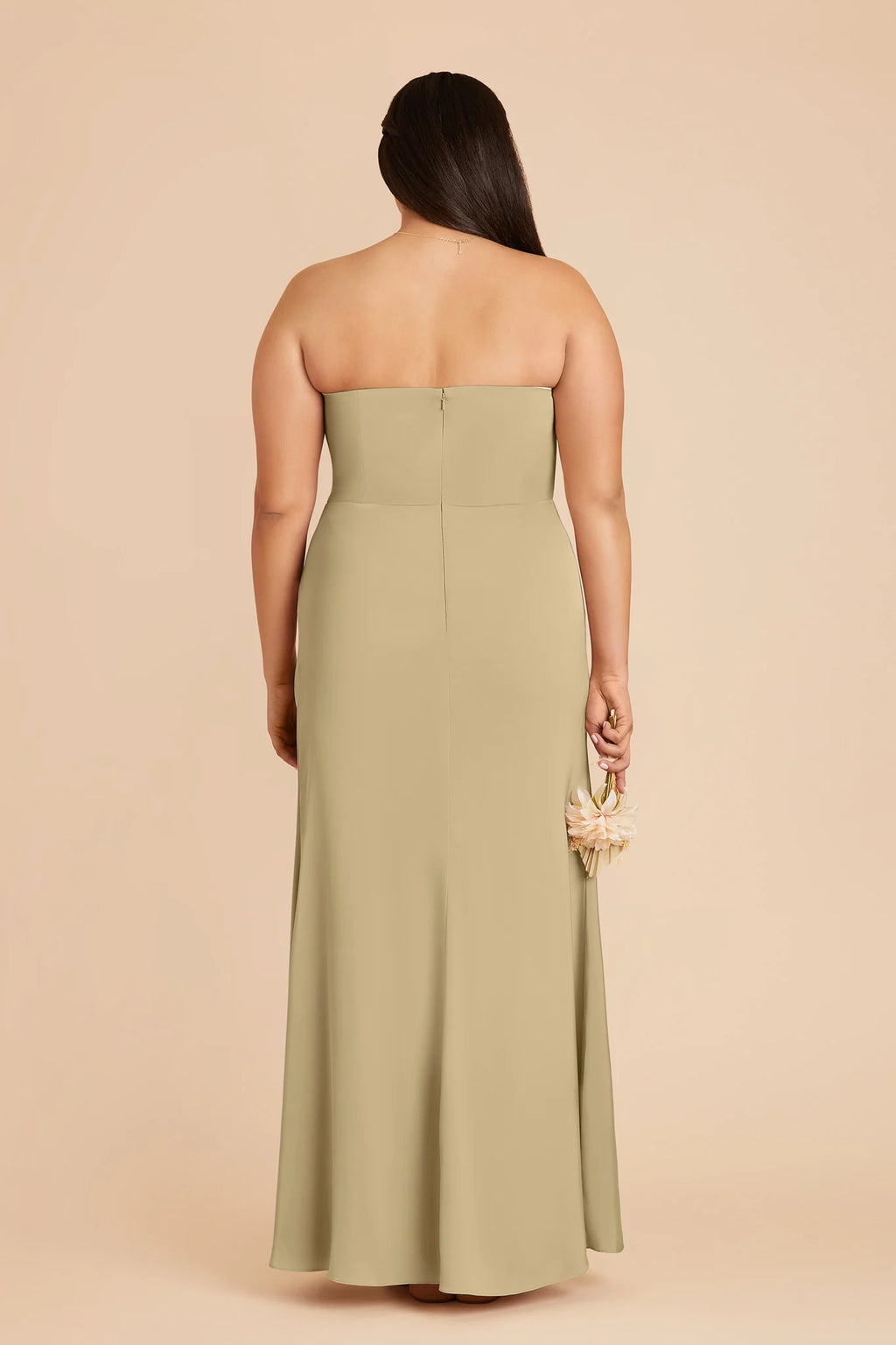 Lucienne Moss Green back view bridesmaid dress