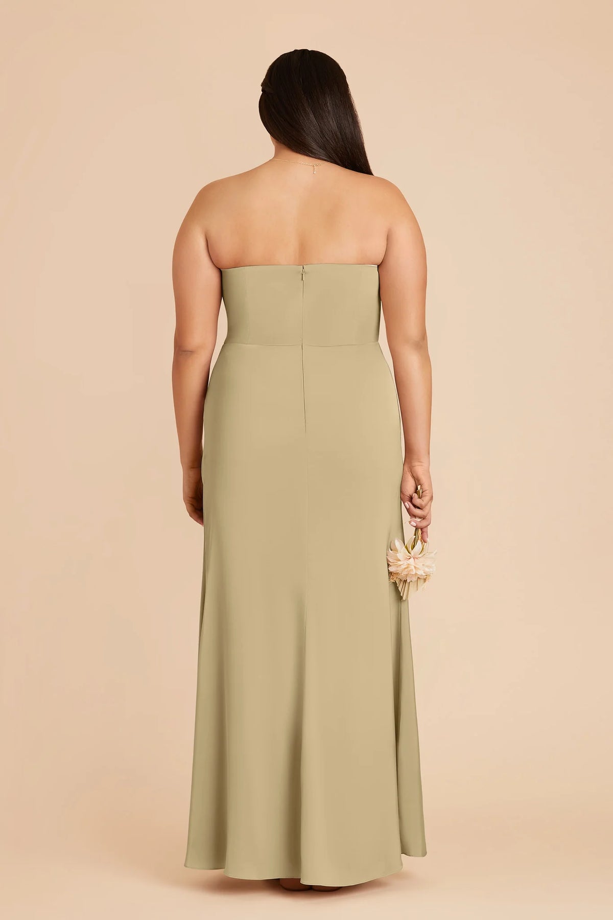 Lucienne Moss Green back view bridesmaid dress