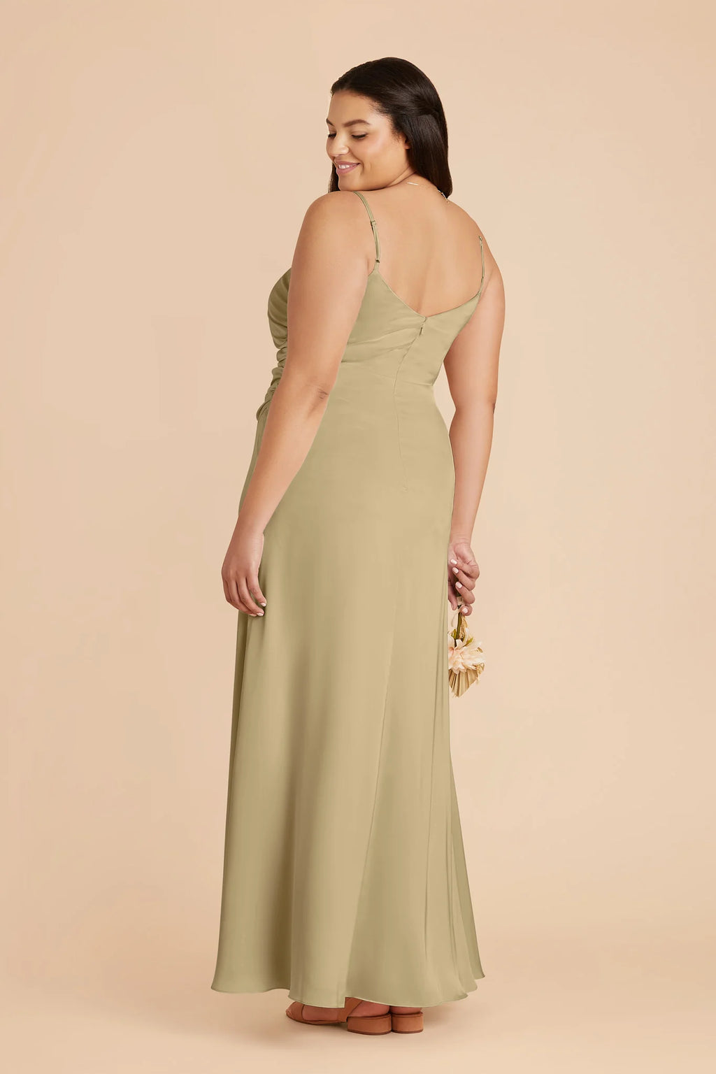 Elara Moss Green back view bridesmaid dress