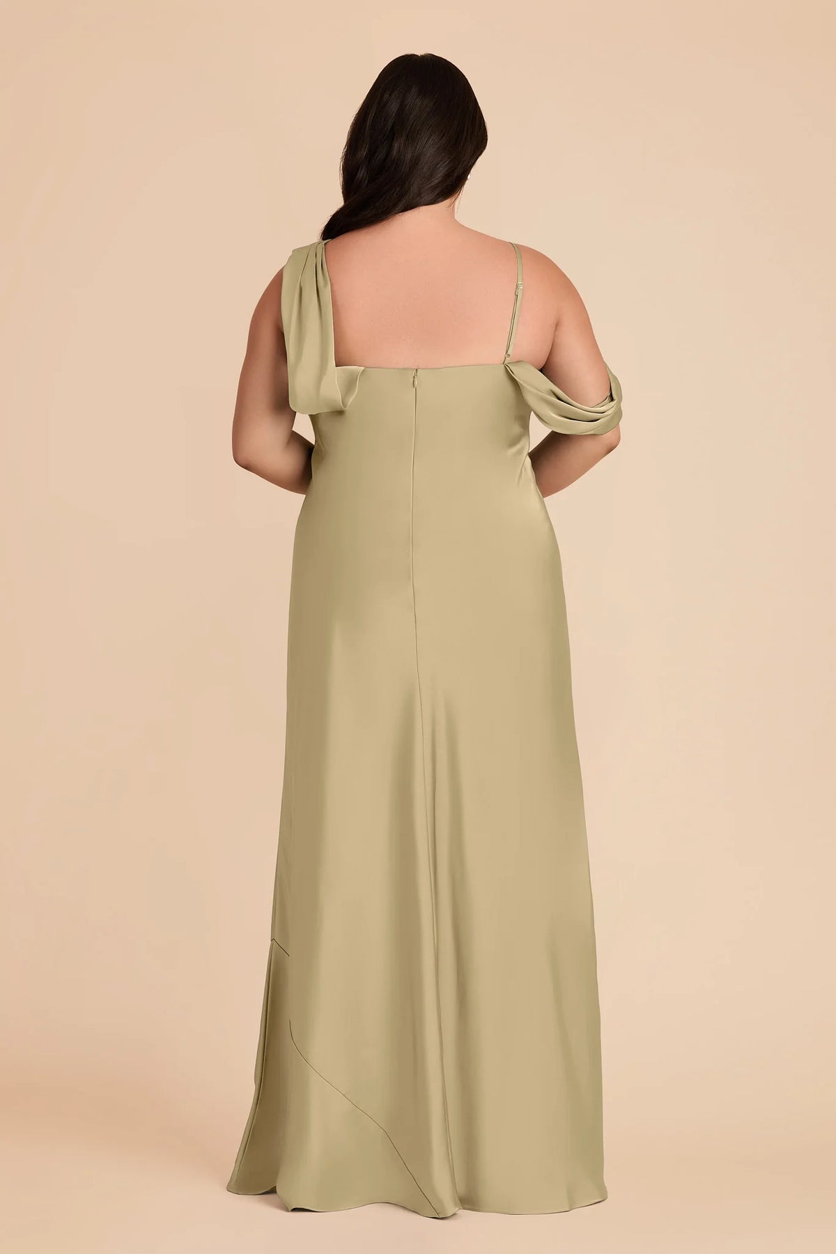 Thalia Moss Green back view bridesmaid dress