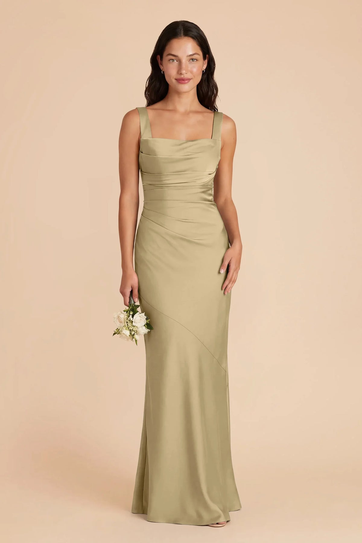 Colette Moss Green front view bridesmaid dress