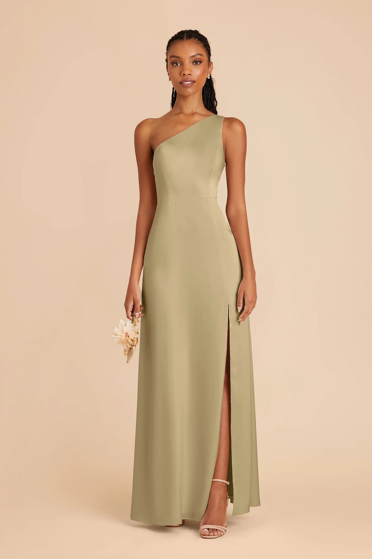 Briar Moss Green front view bridesmaid dress