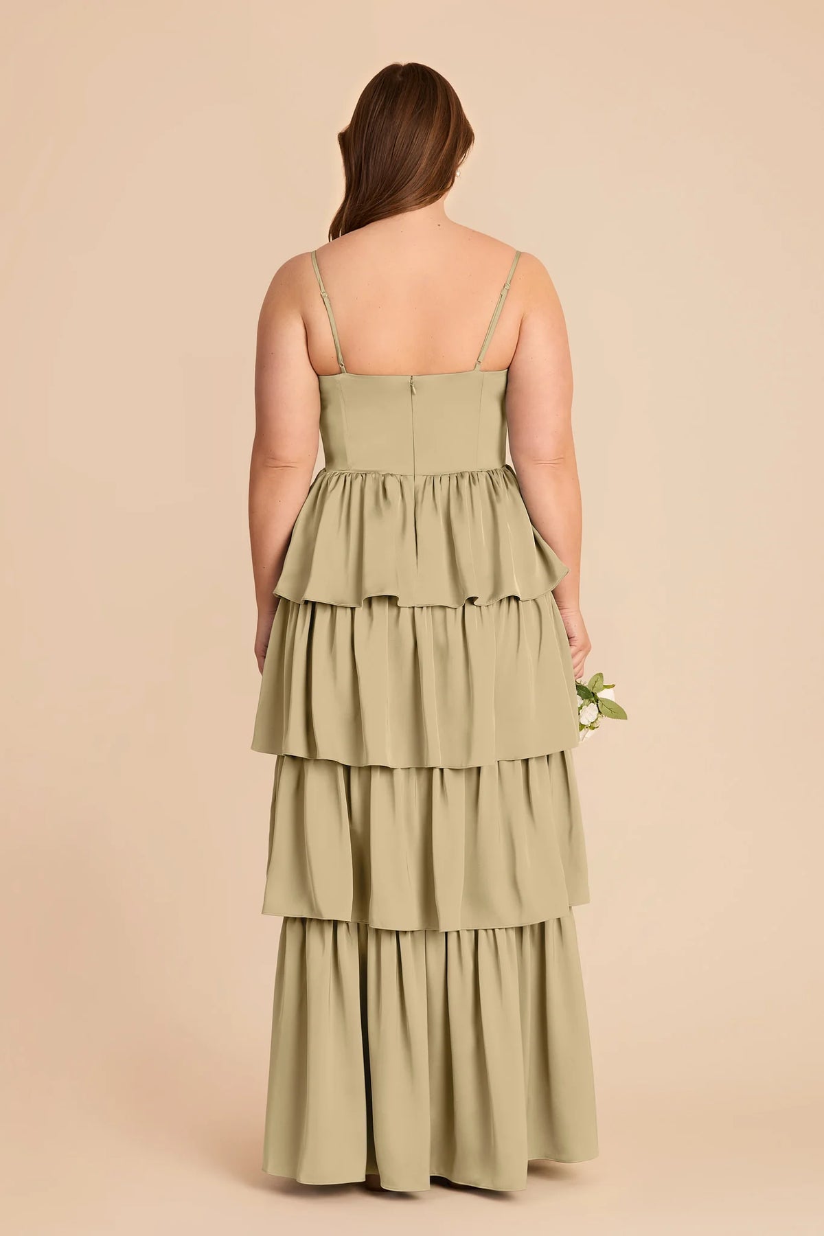 Calista Moss Green back view bridesmaid dress