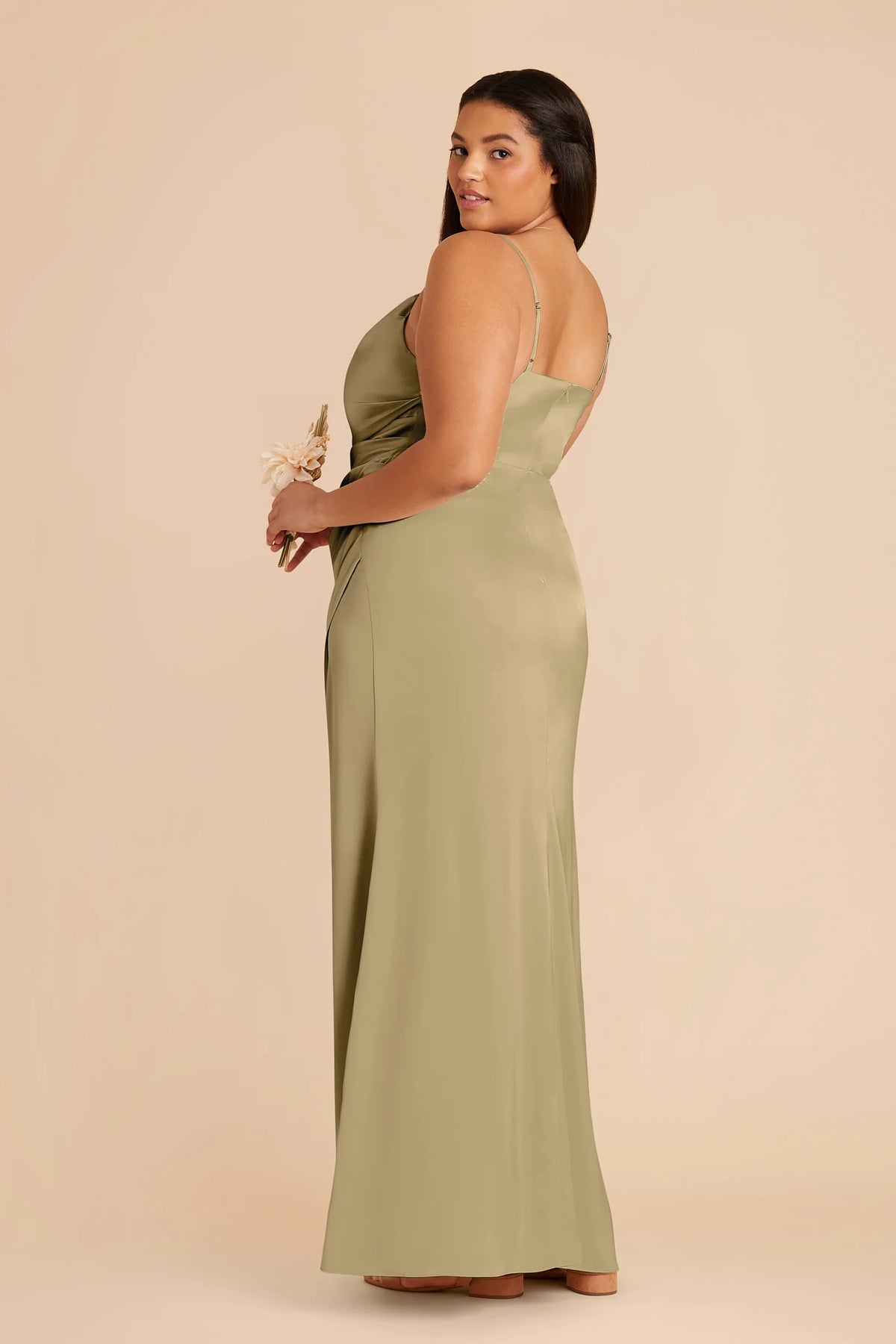 Sabine Moss Green back view bridesmaid dress