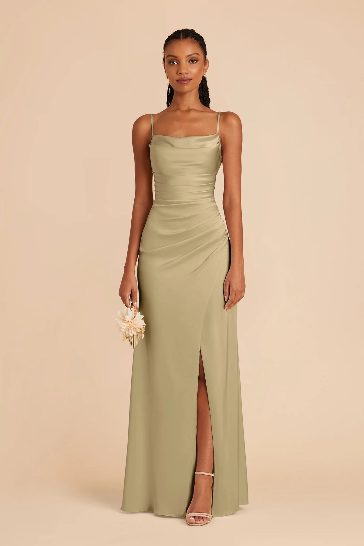 Sabine Moss Green front view bridesmaid dress