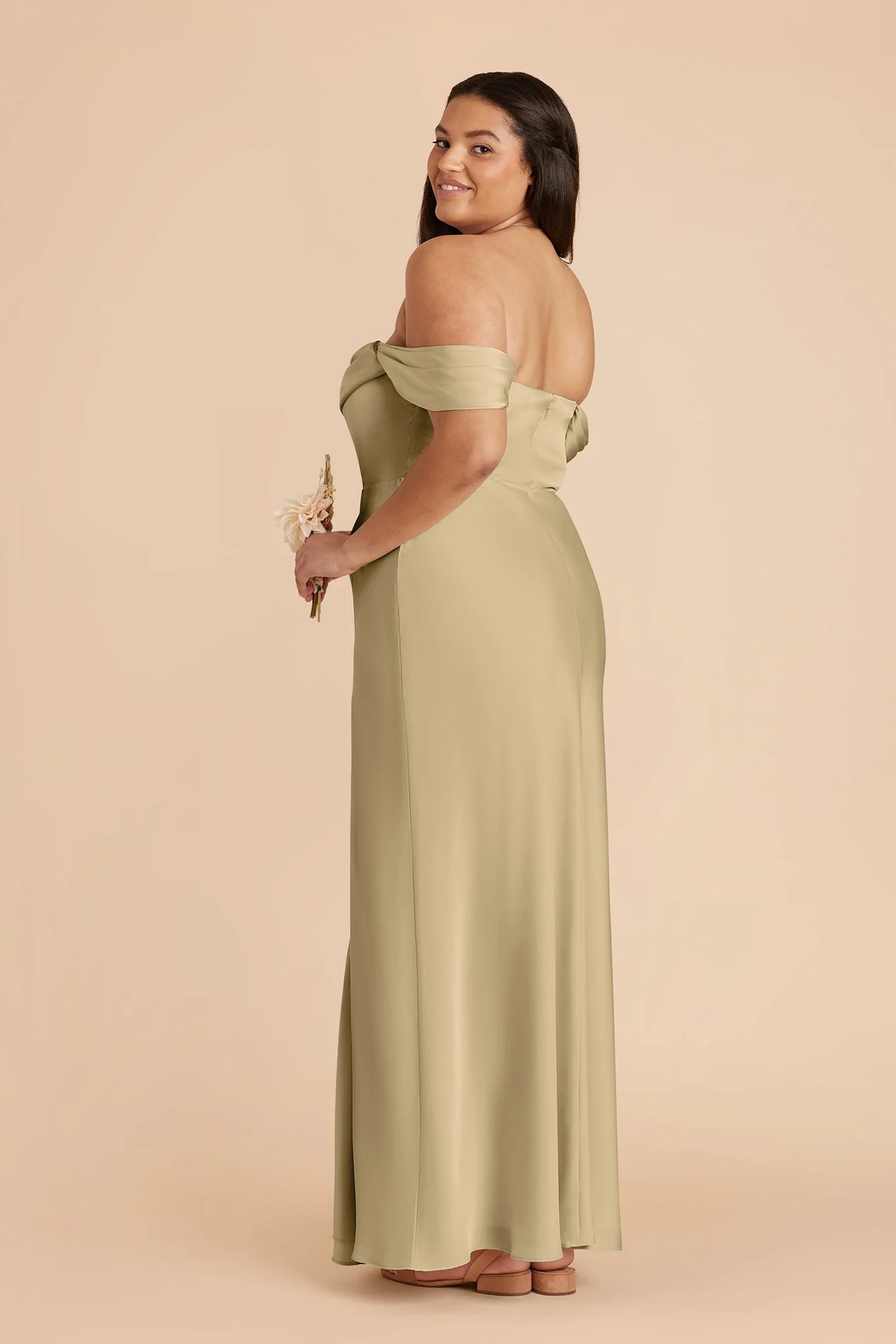 Corinne Moss Green back view bridesmaid dress
