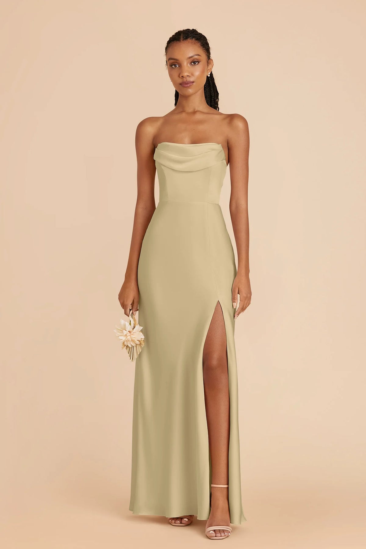 Corinne Moss Green front view bridesmaid dress