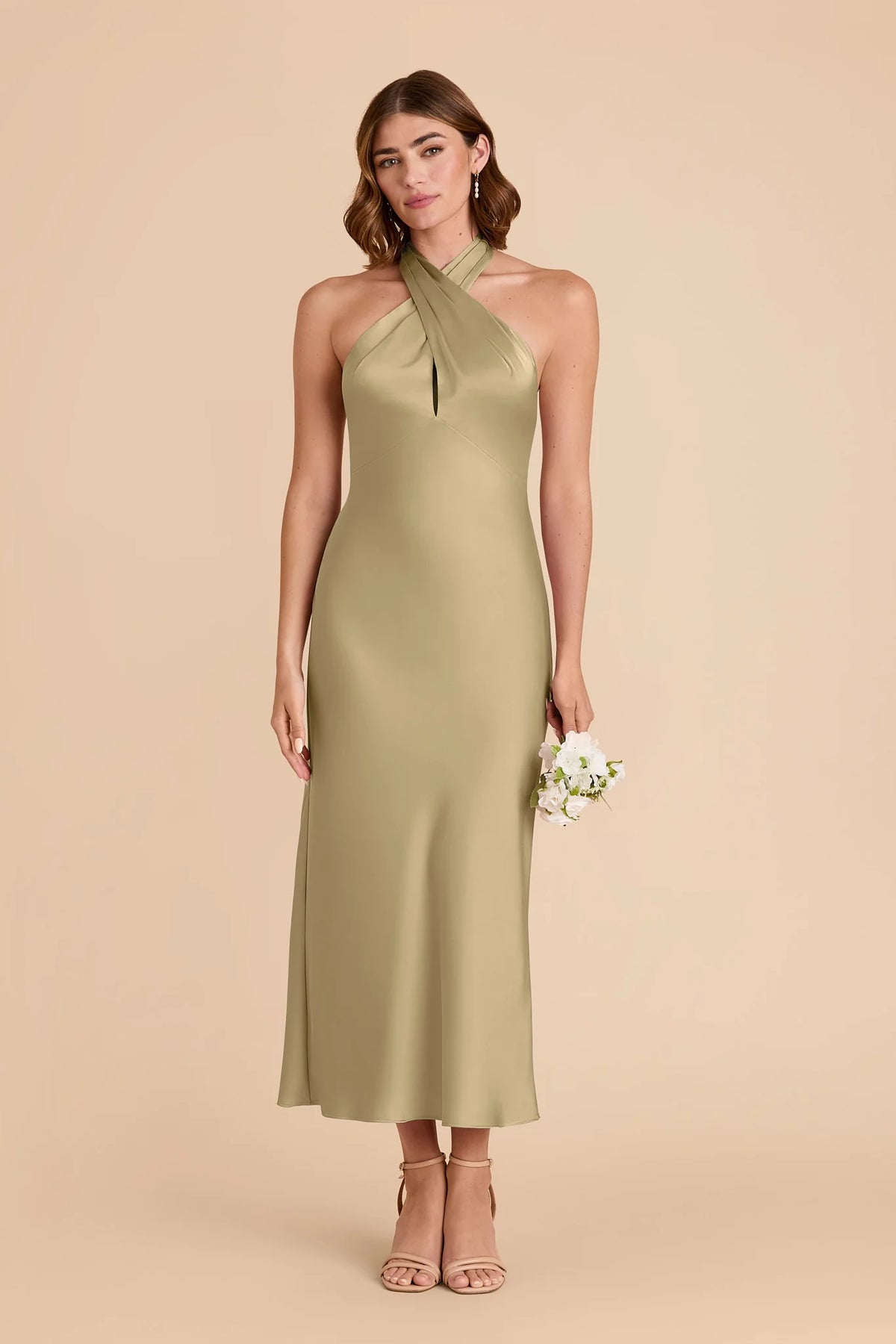 Seraphine Moss Green front view bridesmaid dress