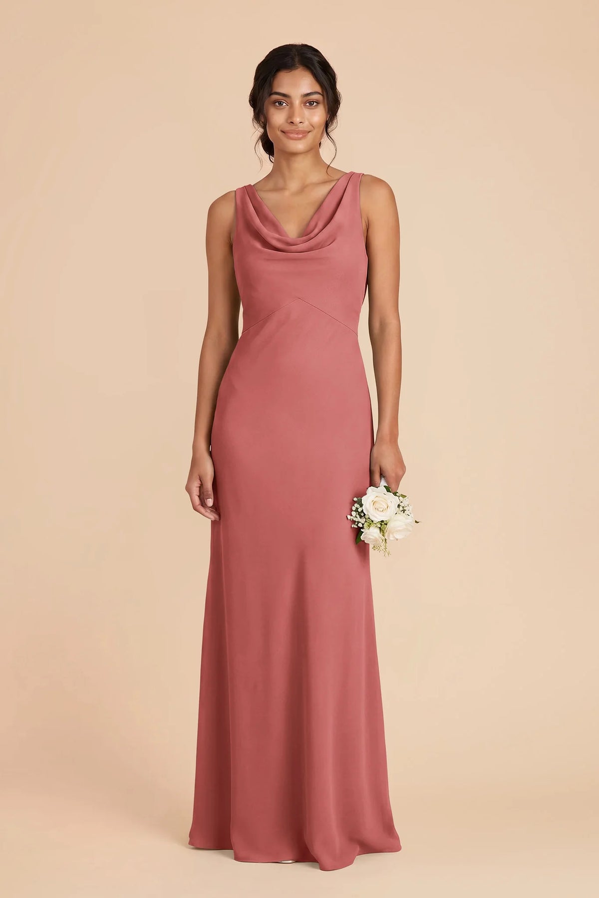Odette Mulberry front view bridesmaid dress