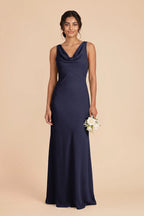 Odette Navy front view bridesmaid dress