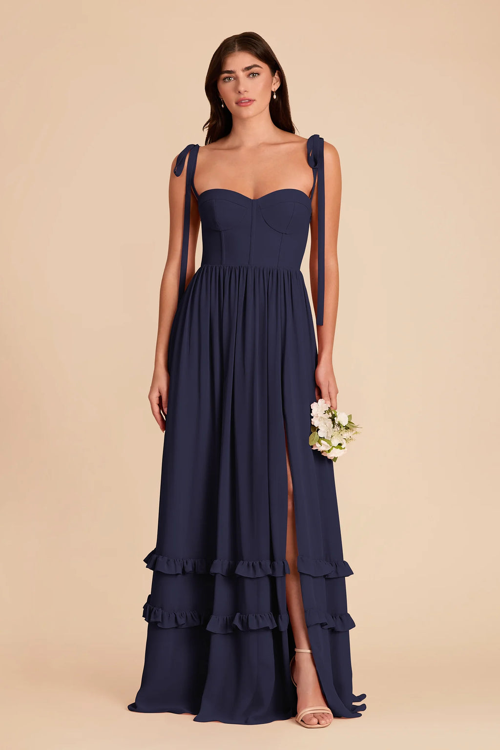 Daphne Navy front view bridesmaid dress