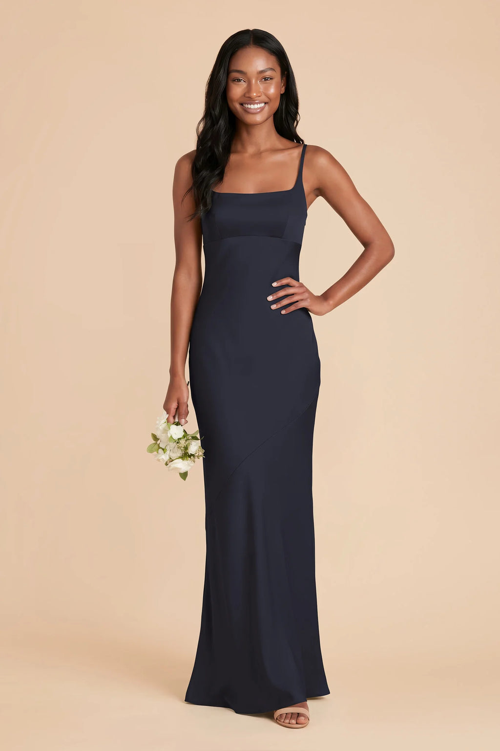 Noelle Navy front view bridesmaid dress
