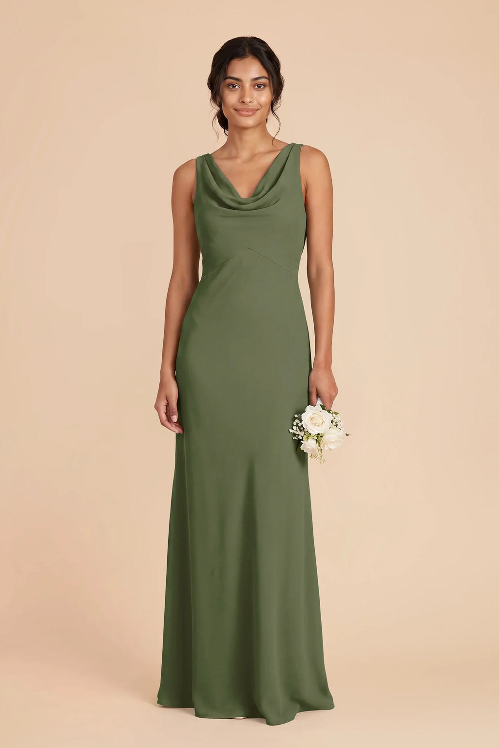 Odette Olive front view bridesmaid dress
