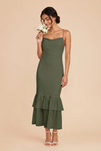 Liora Olive front view bridesmaid dress