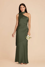Ariadne Olive front view bridesmaid dress