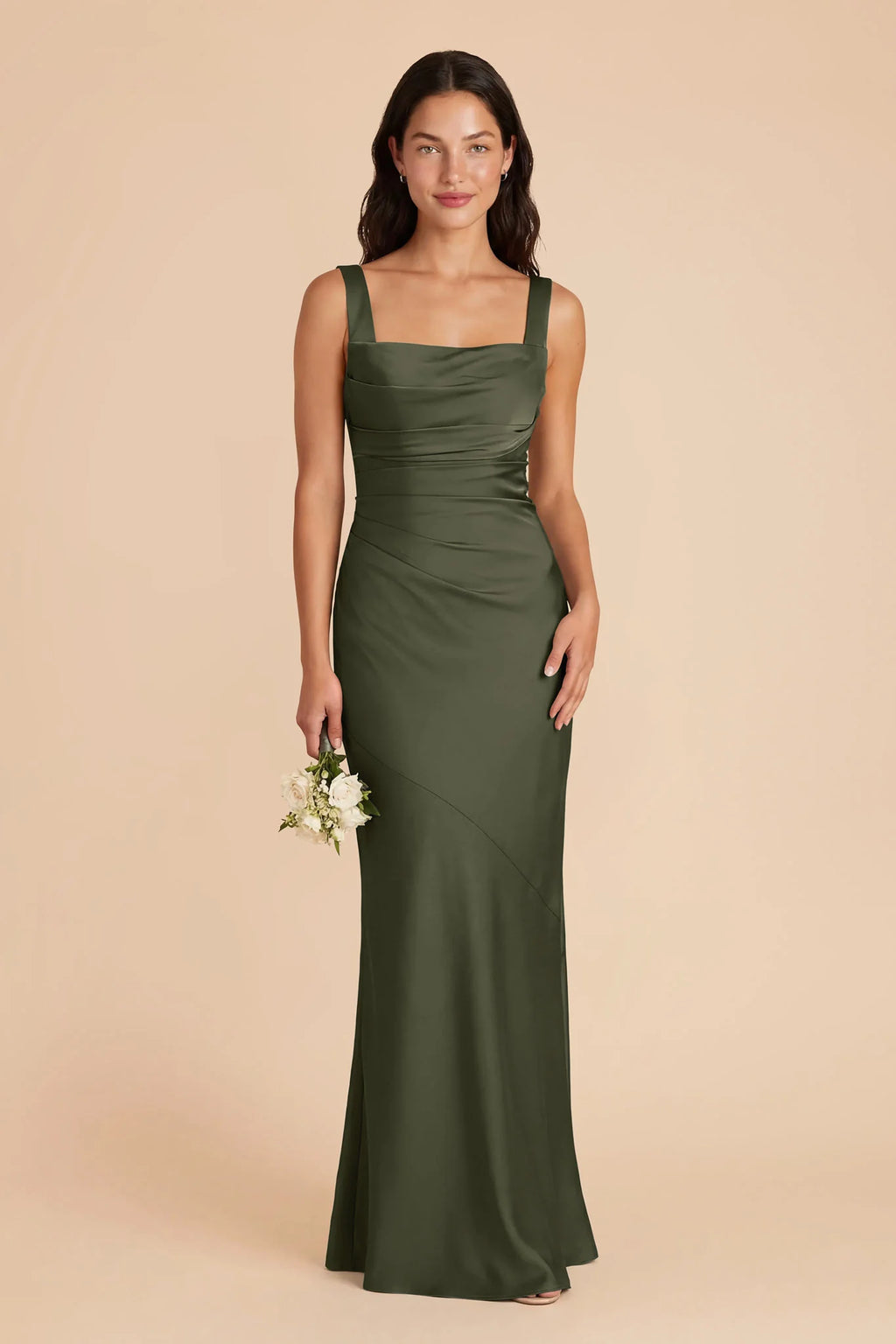 Colette Olive front view bridesmaid dress