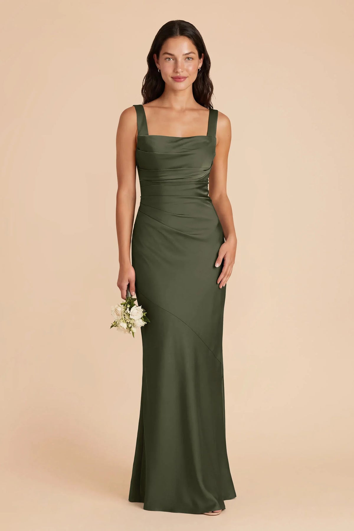 Colette Olive front view bridesmaid dress