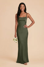 Noelle Olive front view bridesmaid dress