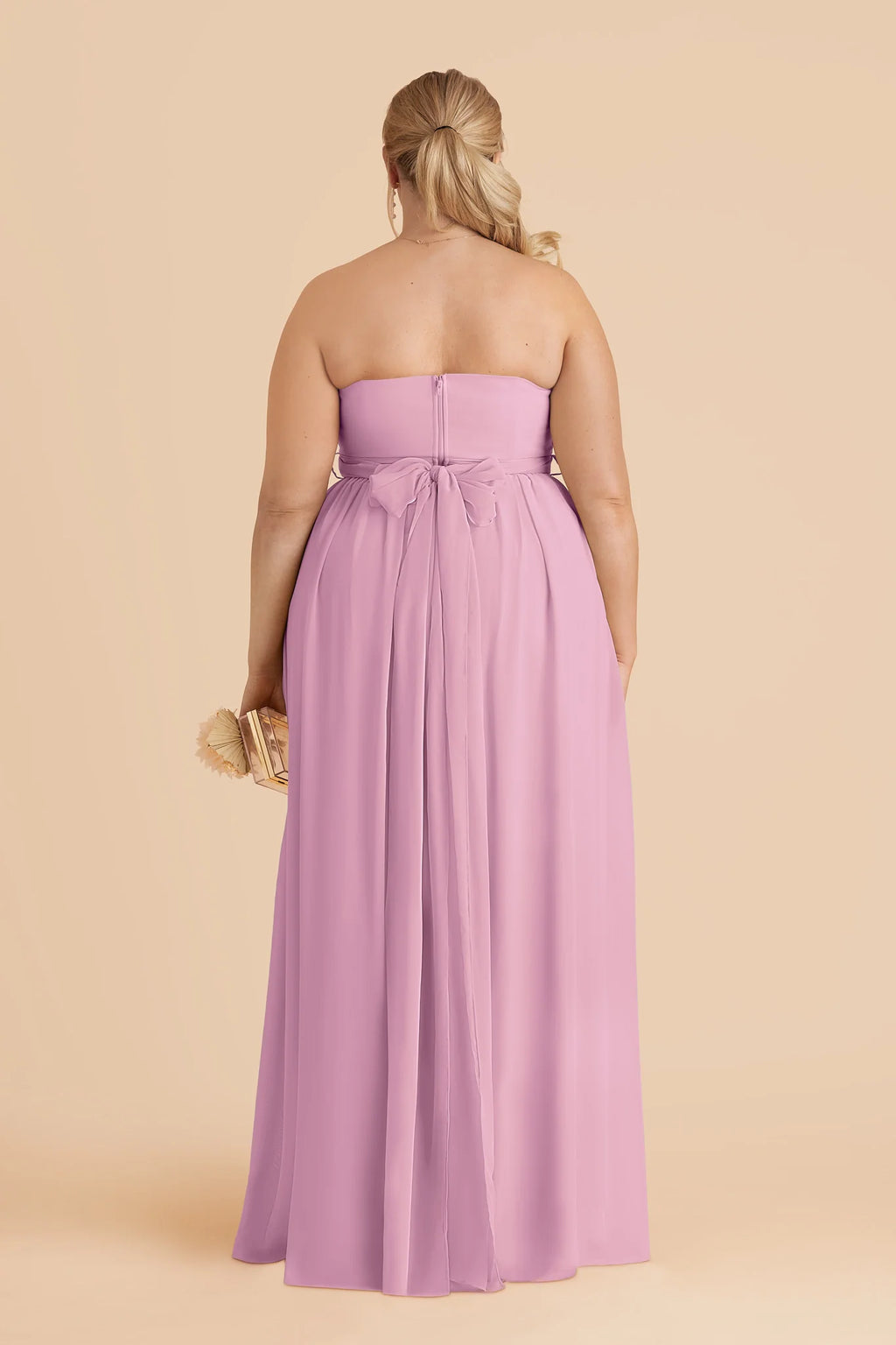 Elodie Orchid back view bridesmaid dress