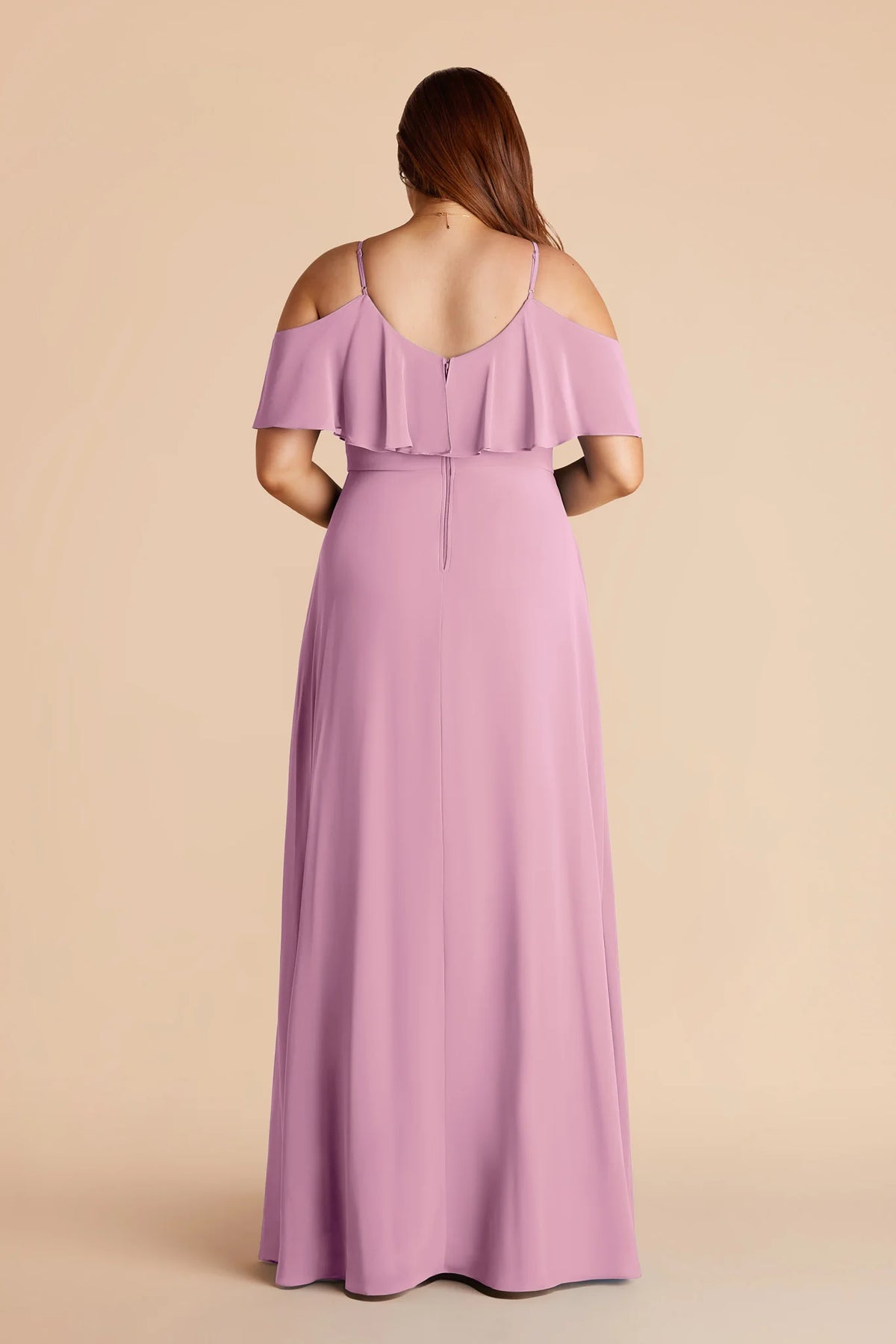Genevieve Orchid back view bridesmaid dress