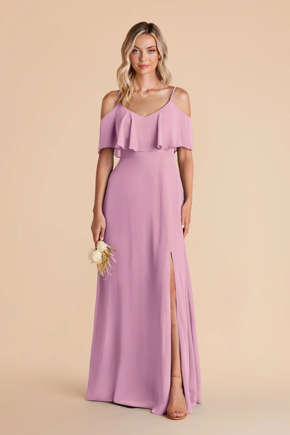 Genevieve Orchid front view bridesmaid dress