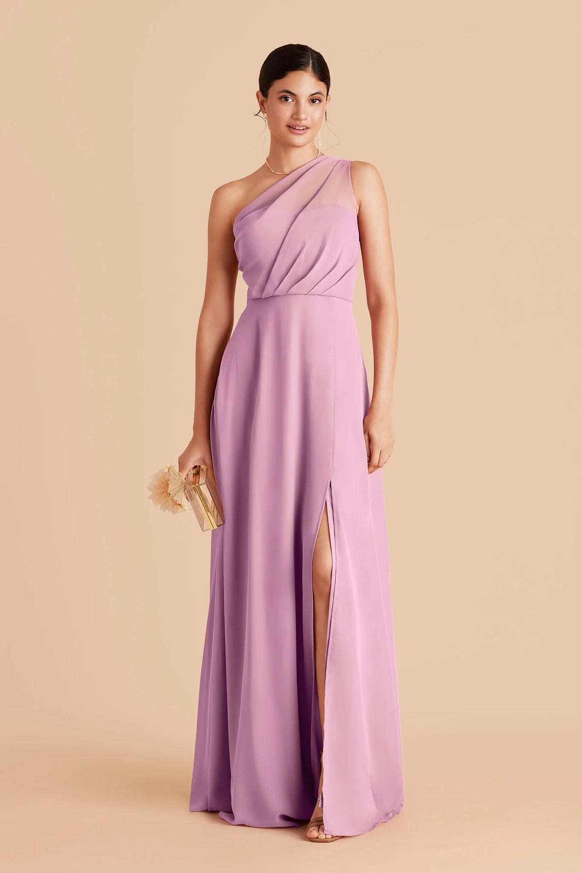 Celine Orchid front view bridesmaid dress
