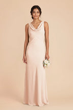 Odette Pale Blush front view bridesmaid dress