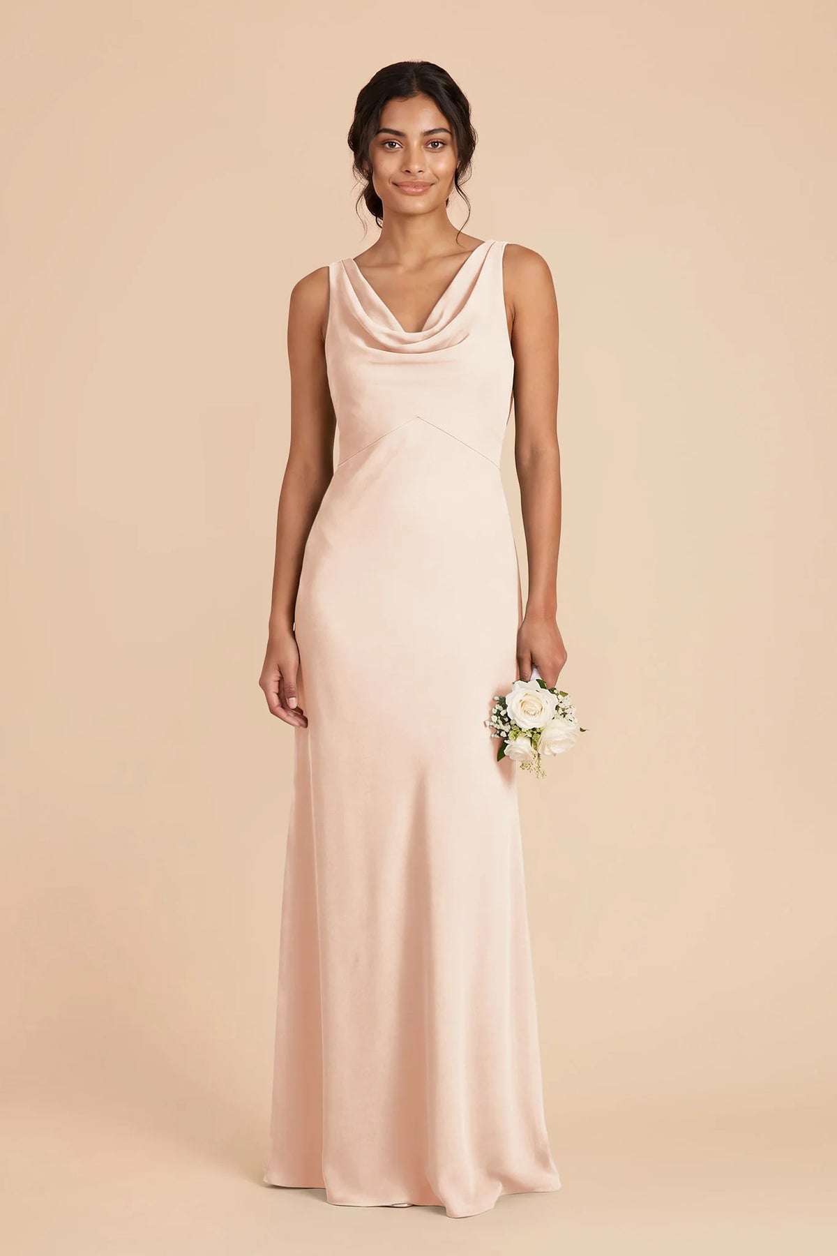 Odette Pale Blush front view bridesmaid dress