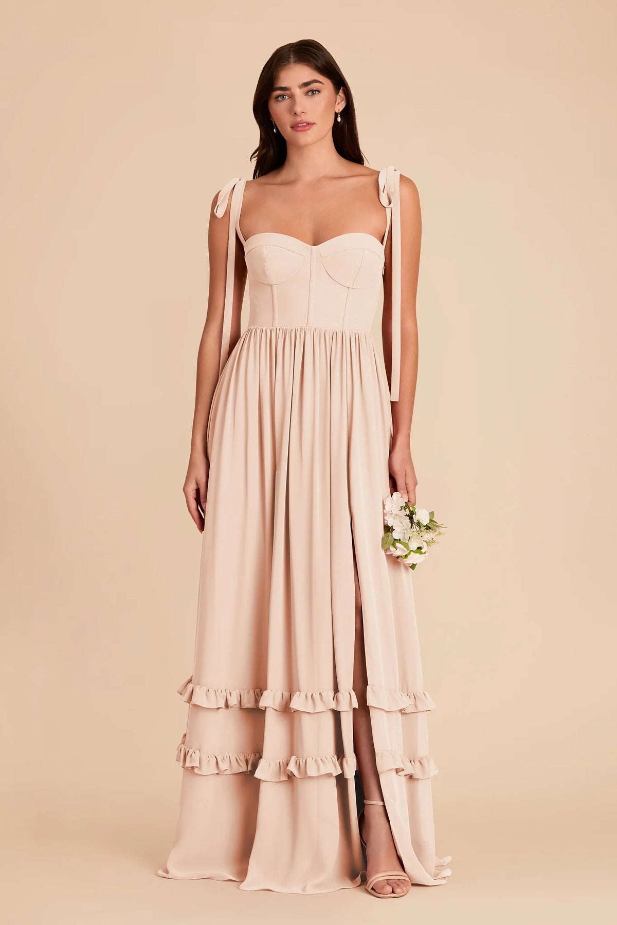 Daphne Pale Blush front view bridesmaid dress