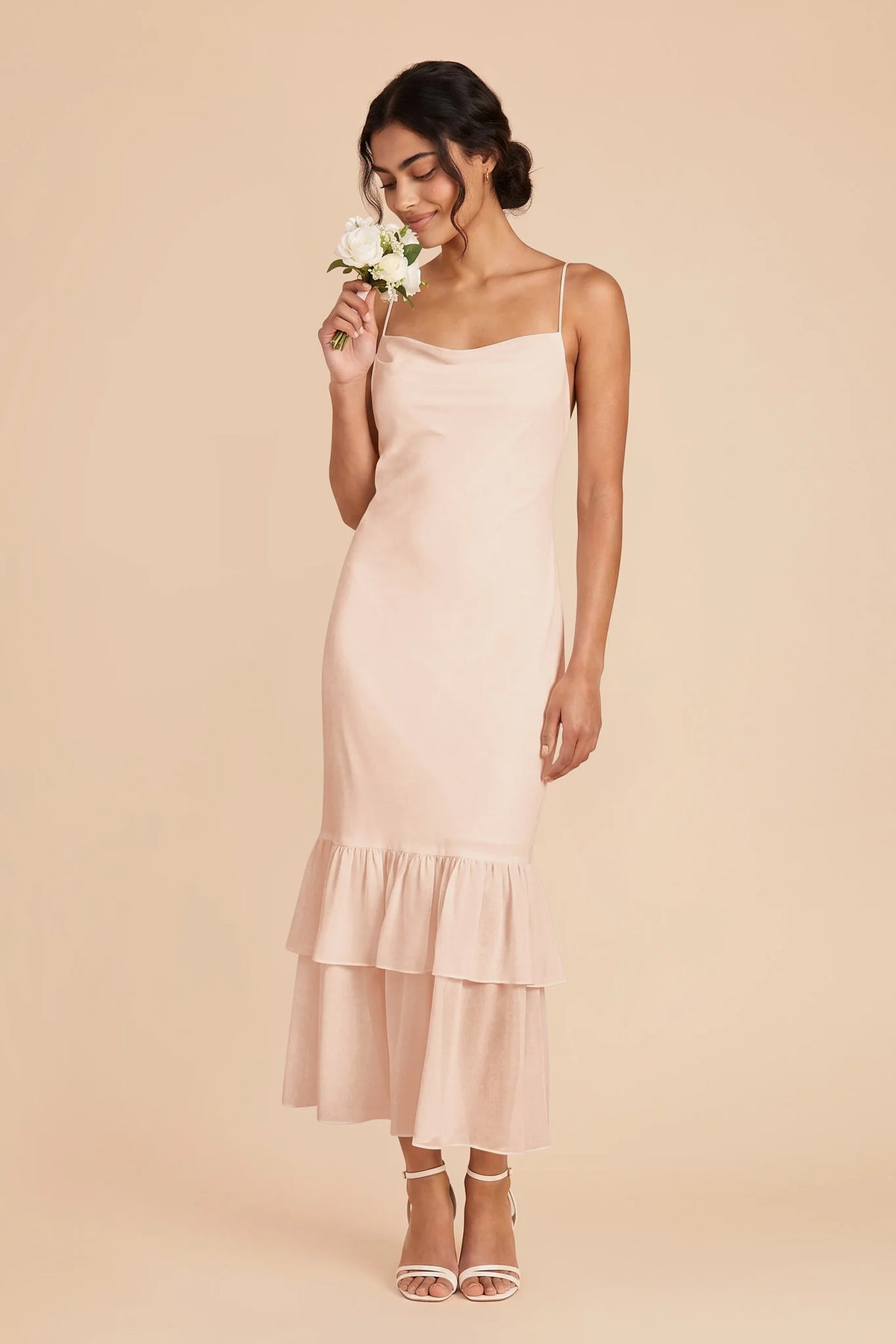 Liora Pale Blush front view bridesmaid dress