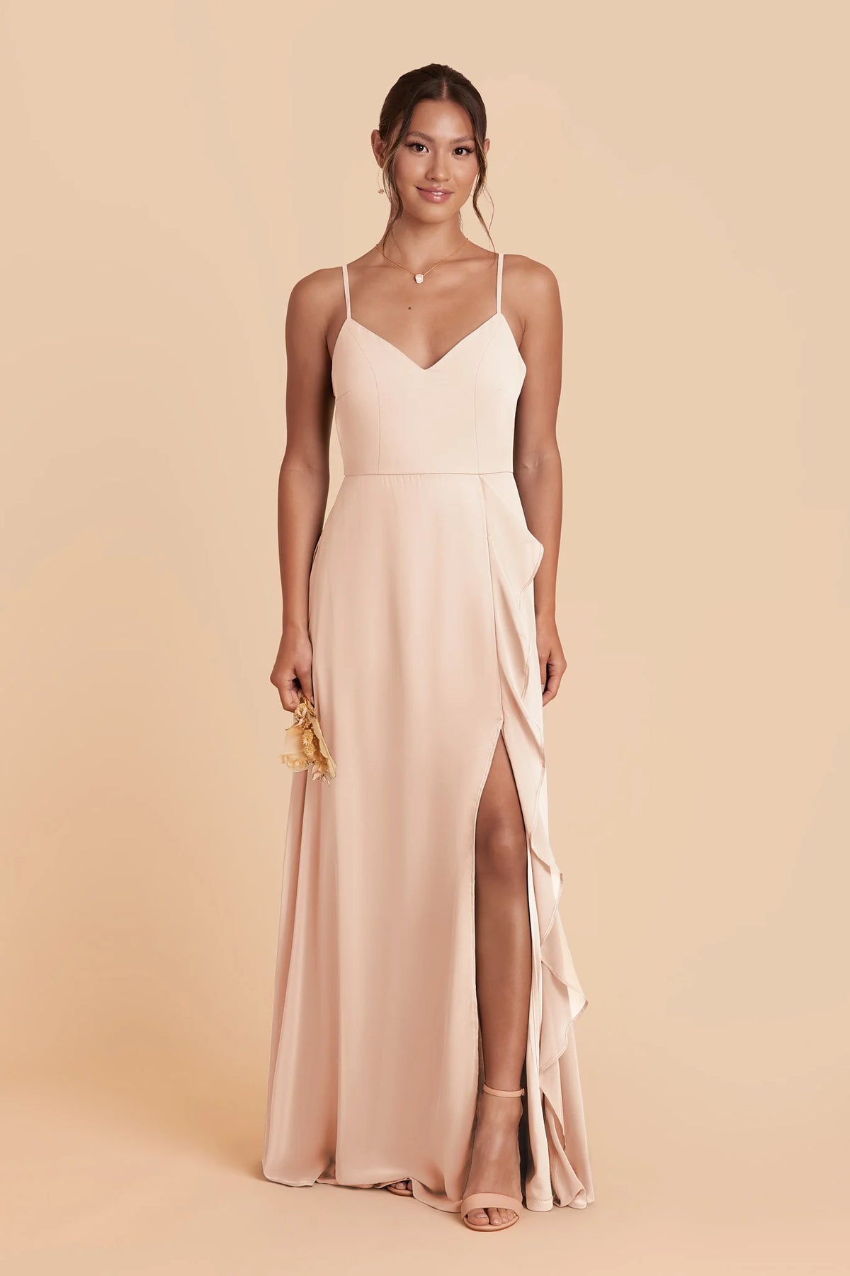 Margot Pale Blush front view bridesmaid dress