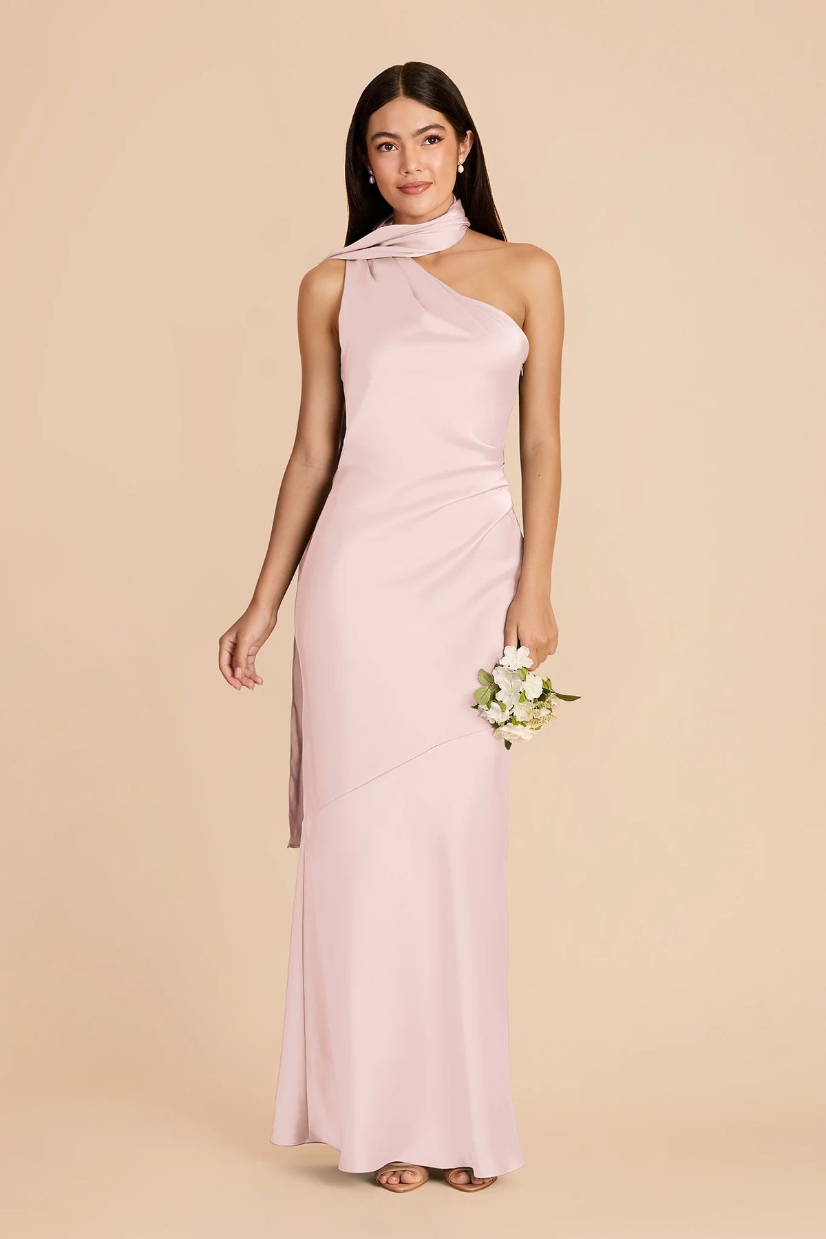 Ariadne Pale Blush front view bridesmaid dress