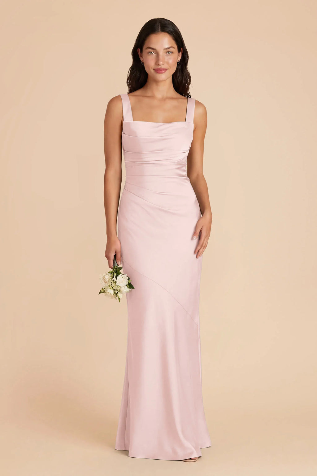 Colette Pale Blush front view bridesmaid dress