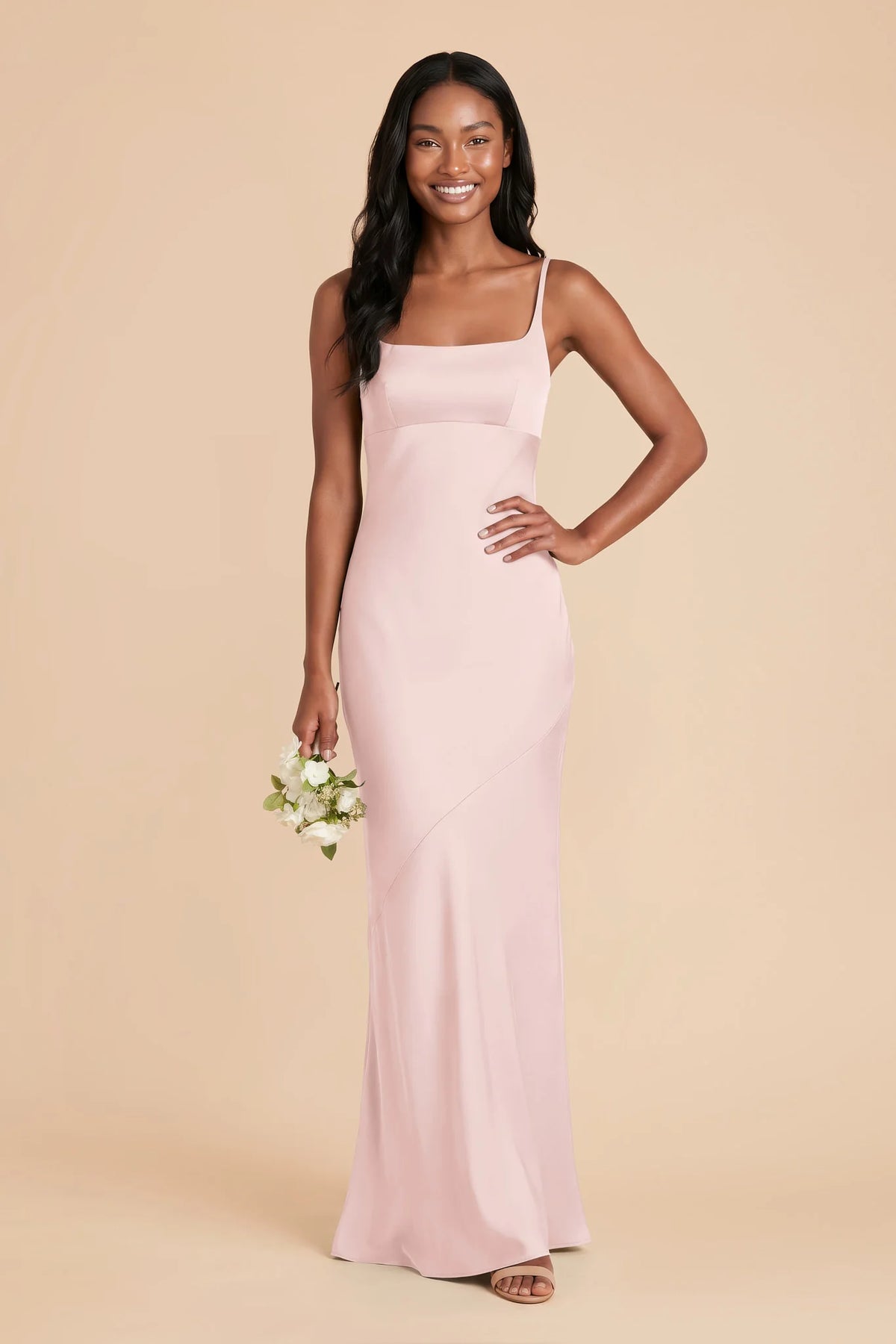 Noelle Pale Blush front view bridesmaid dress