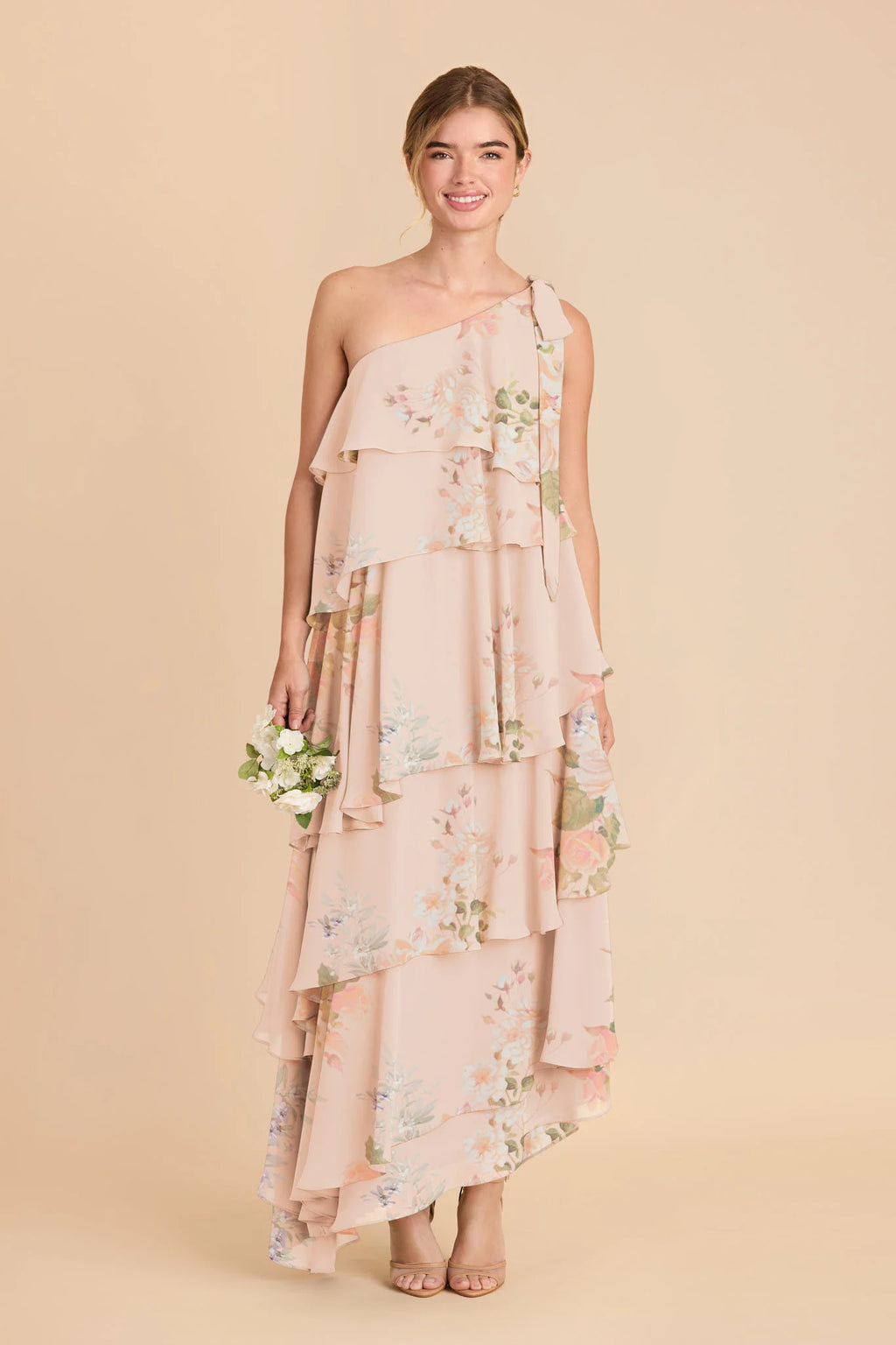 Marisol Pale Blush Romantic Bouquet front view bridesmaid dress