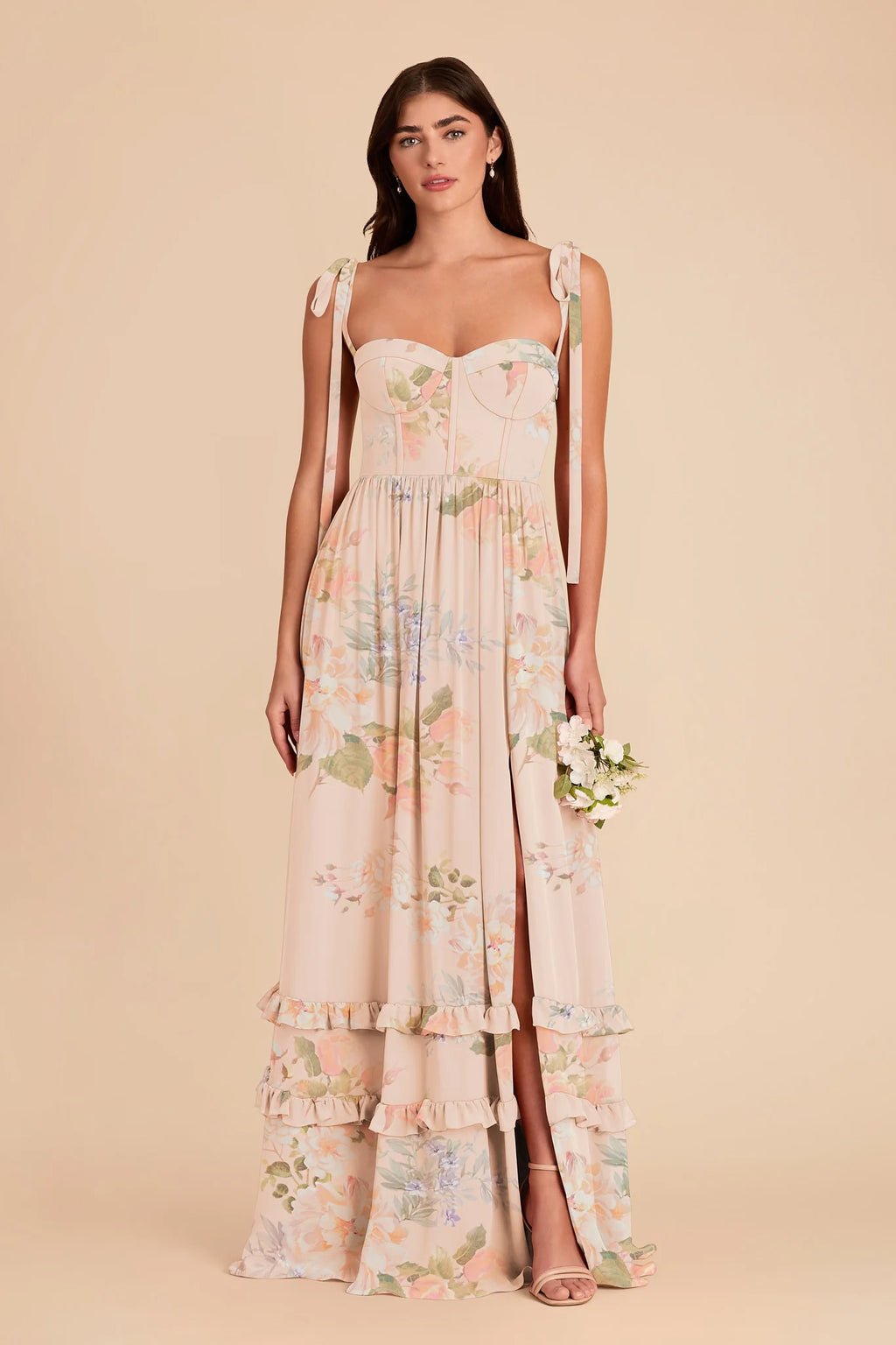 Daphne Pale Blush Romantic Bouquet front view bridesmaid dress