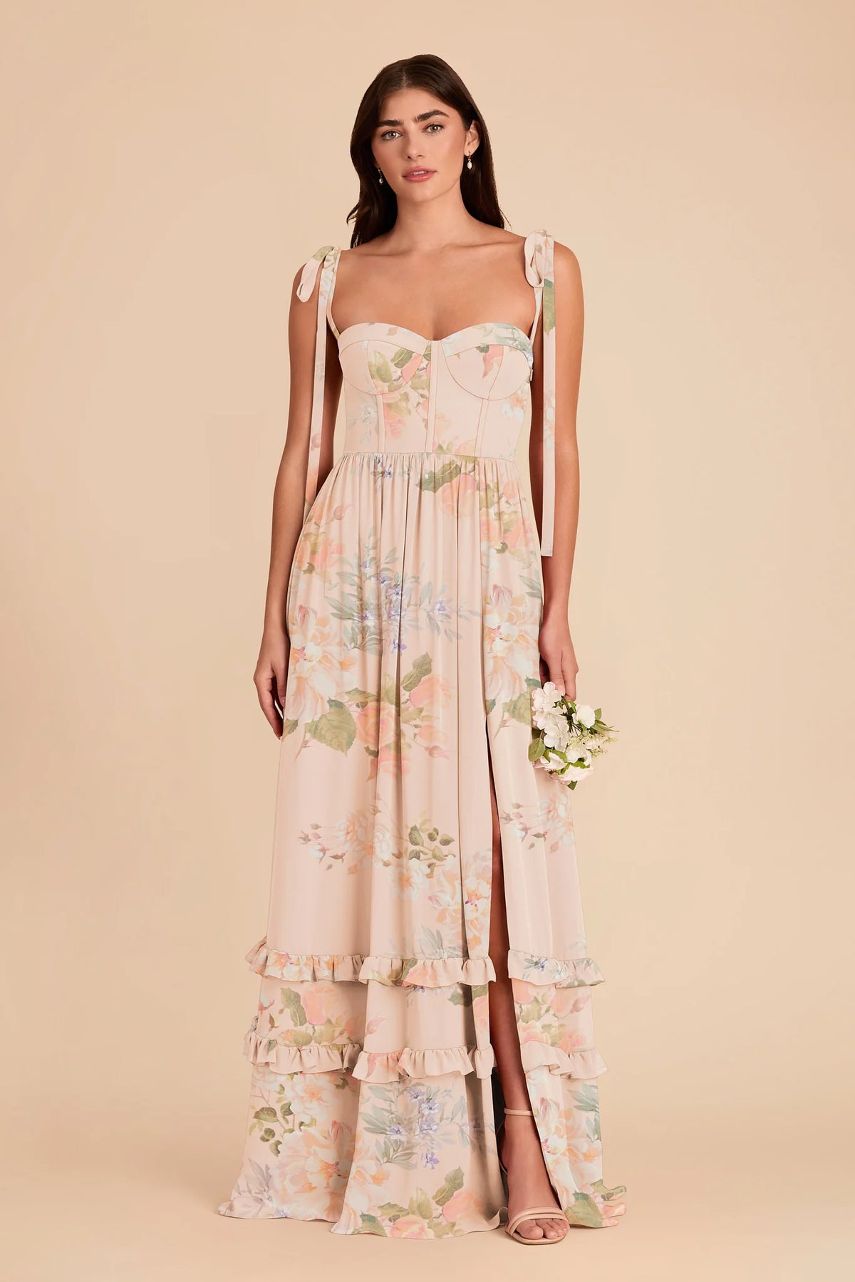 Daphne Pale Blush Romantic Bouquet front view bridesmaid dress