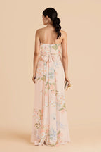 Elodie Pale Blush Romantic Bouquet back view bridesmaid dress