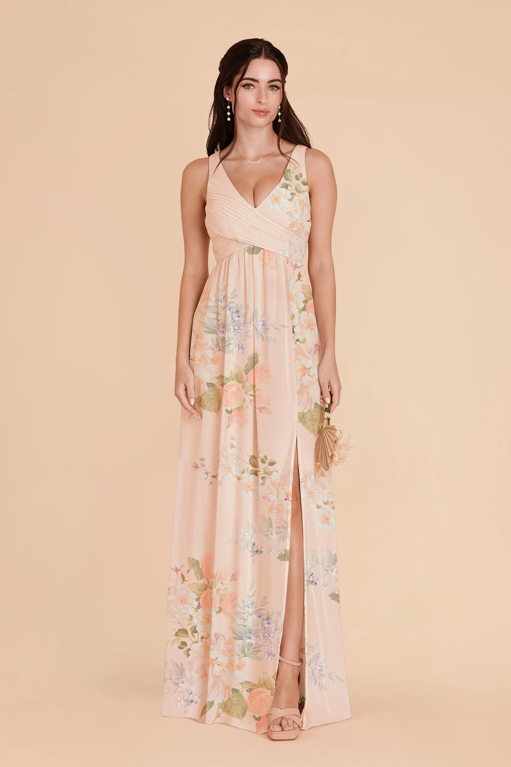 Annelise Pale Blush Romantic Bouquet front view bridesmaid dress