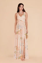 Annelise Pale Blush Romantic Bouquet front view bridesmaid dress