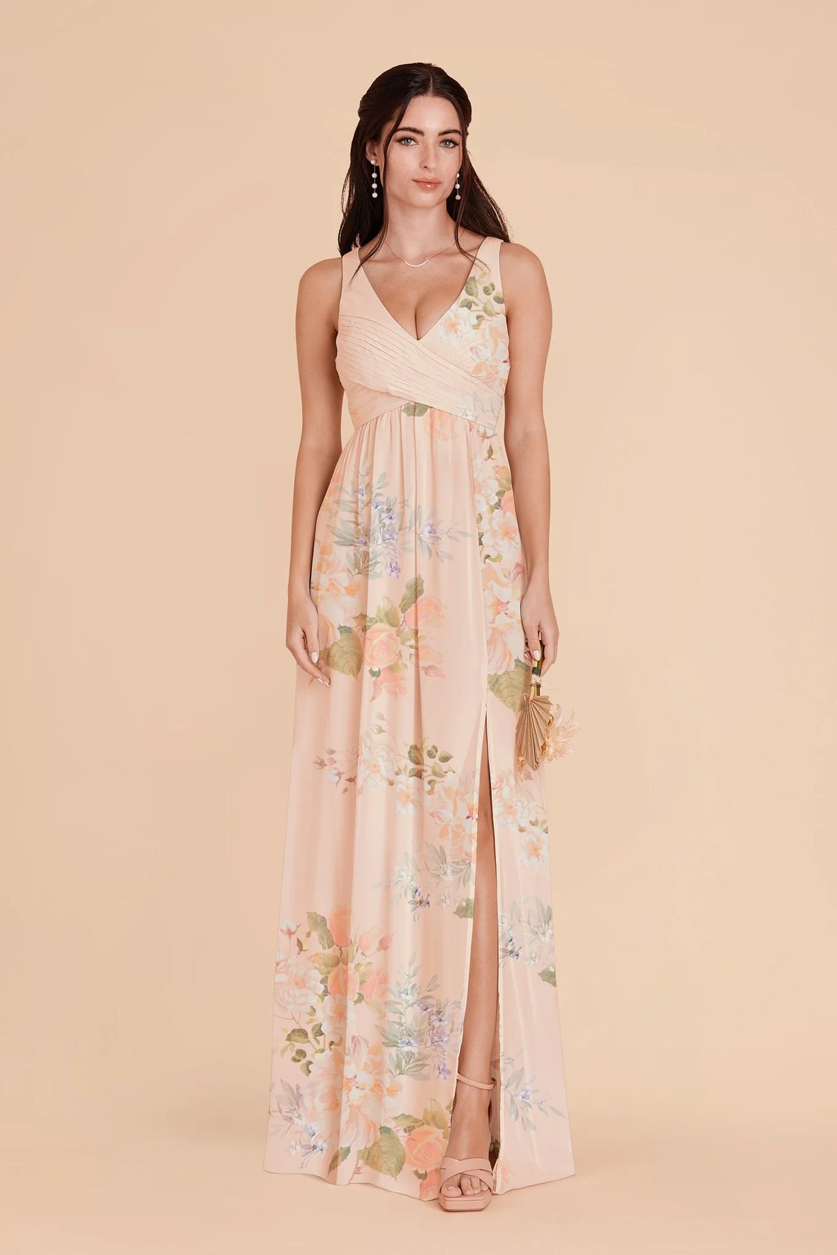 Annelise Pale Blush Romantic Bouquet front view bridesmaid dress
