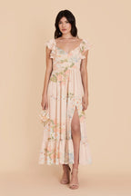 Talia Pale Blush Romantic Bouquet front view bridesmaid dress
