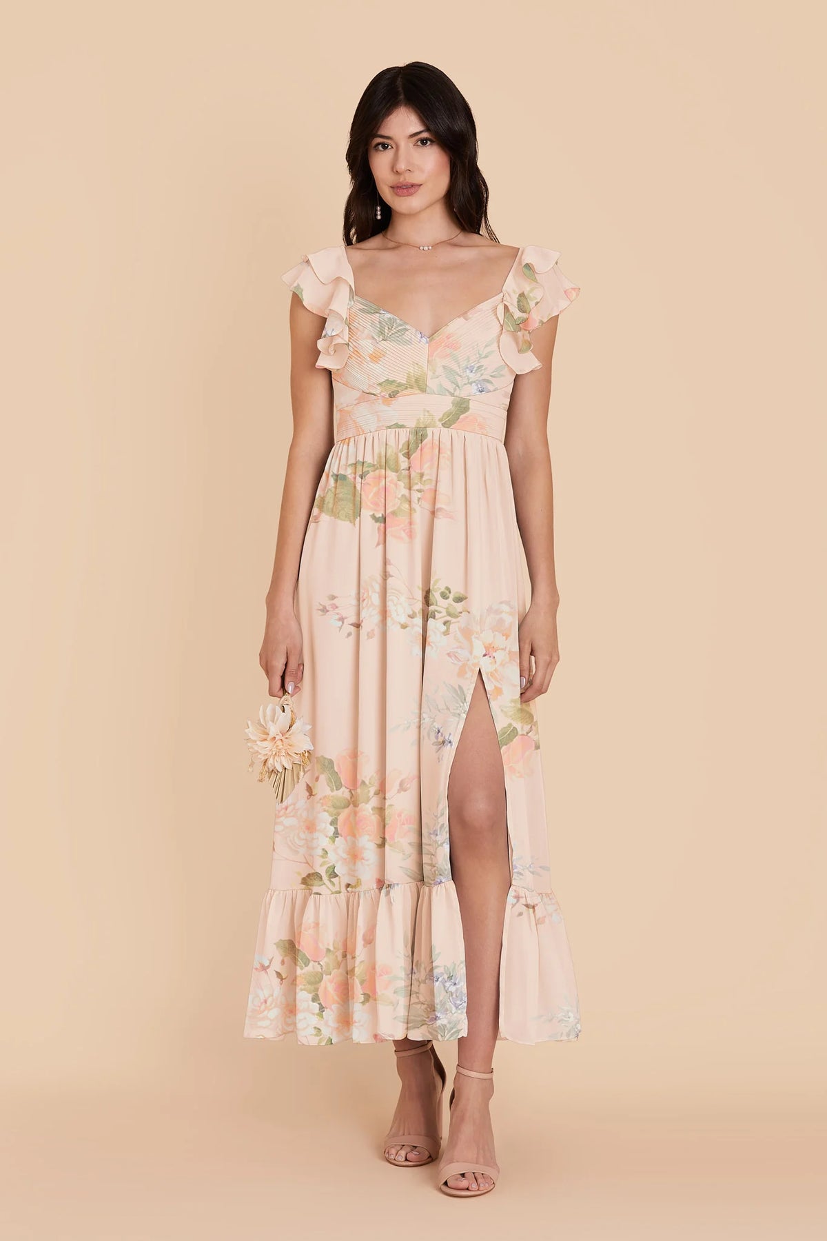 Talia Pale Blush Romantic Bouquet front view bridesmaid dress