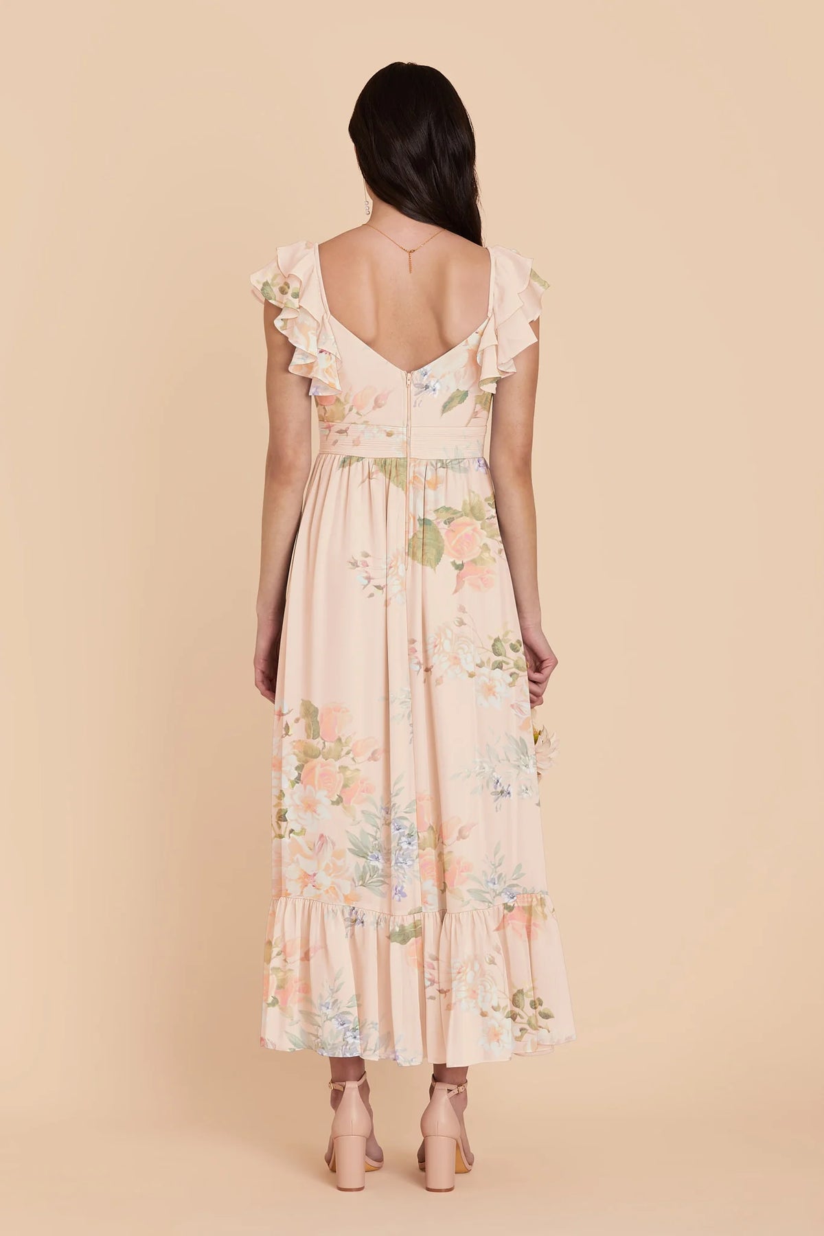 Talia Pale Blush Romantic Bouquet back view bridesmaid dress