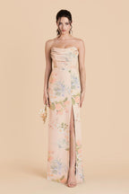 Odessa Pale Blush Romantic Bouquet front view bridesmaid dress