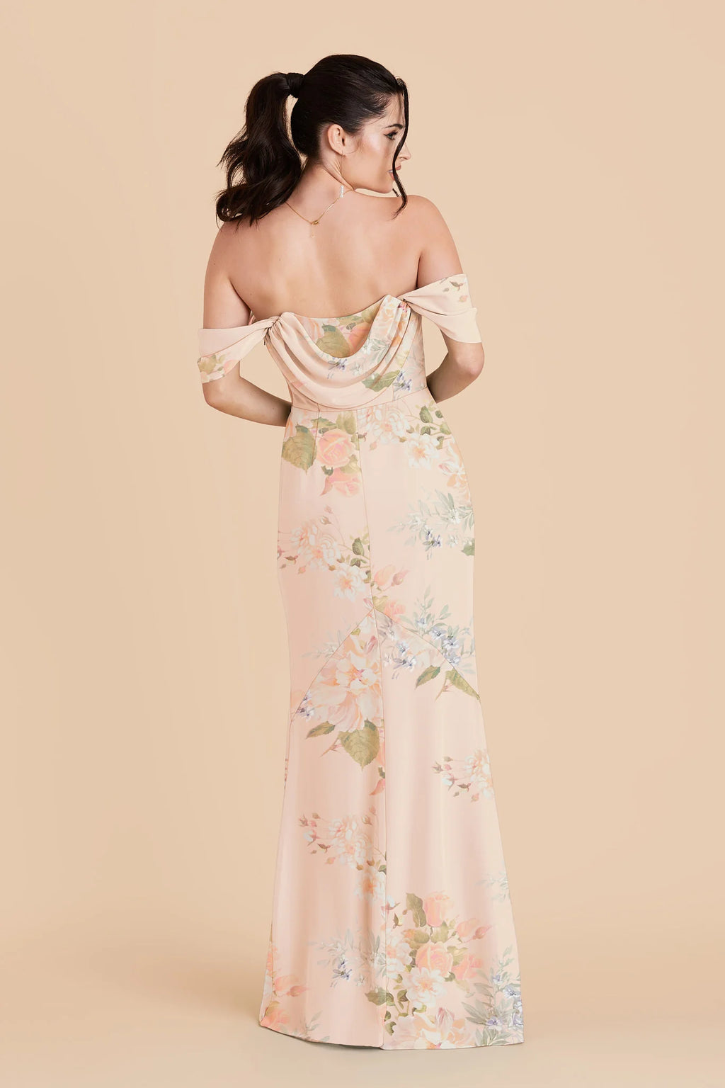 Odessa Pale Blush Romantic Bouquet back view bridesmaid dress