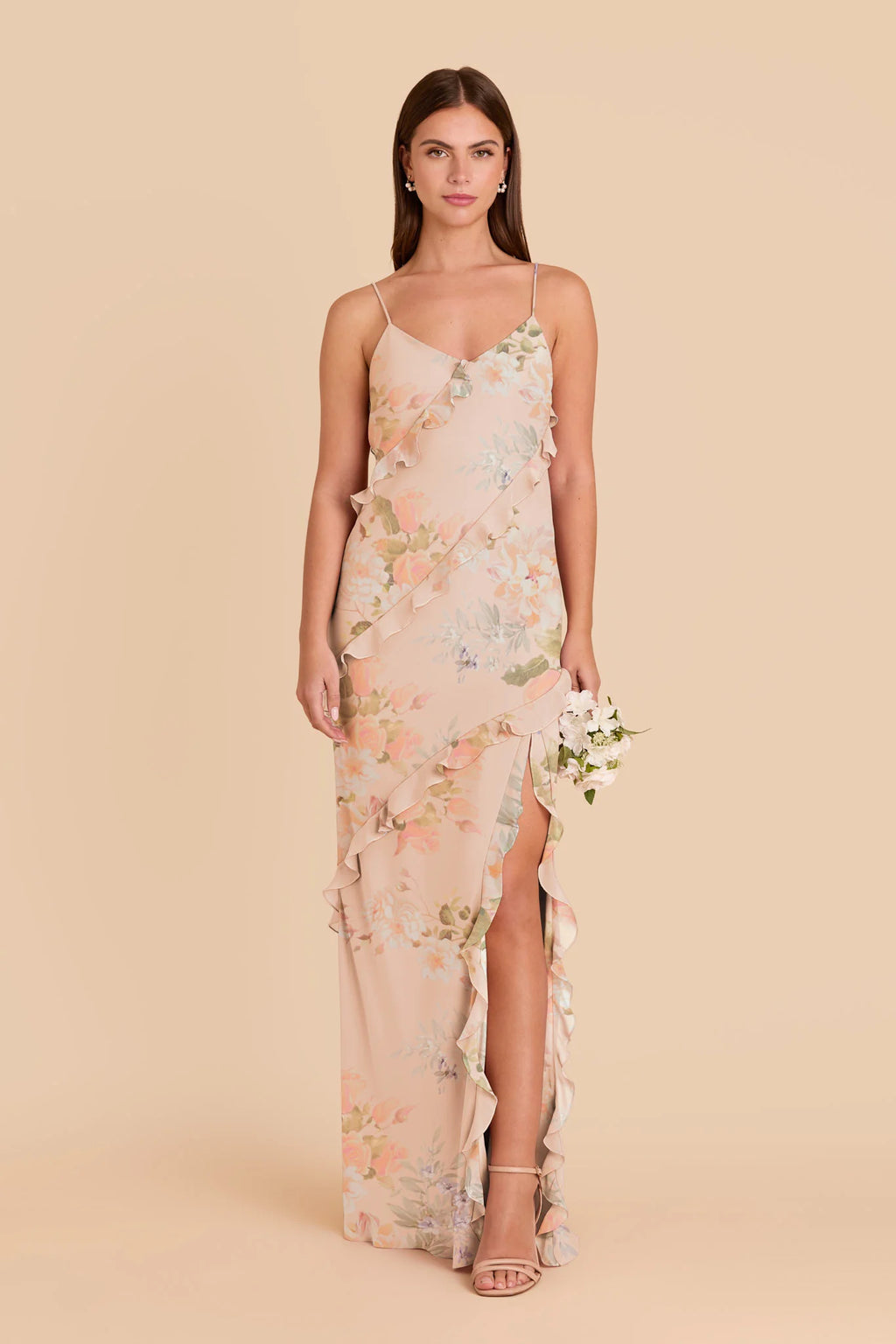 Vivienne Pale Blush Romantic Bouquet front view bridesmaid dress